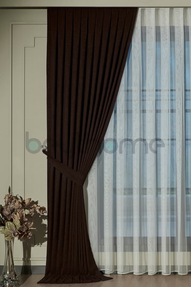 Acı Kahve Fon Perde Sık Pile  X 2.5