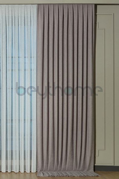 Açık Gri Fon Perde Sık Pile  X 2.5
