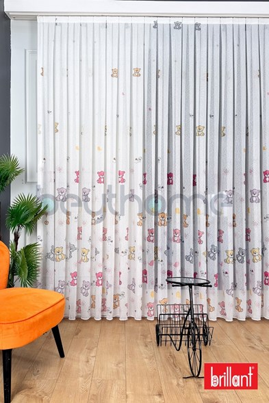 Brillant Çocuk Odası Bambu Ayıcık Tül Perde