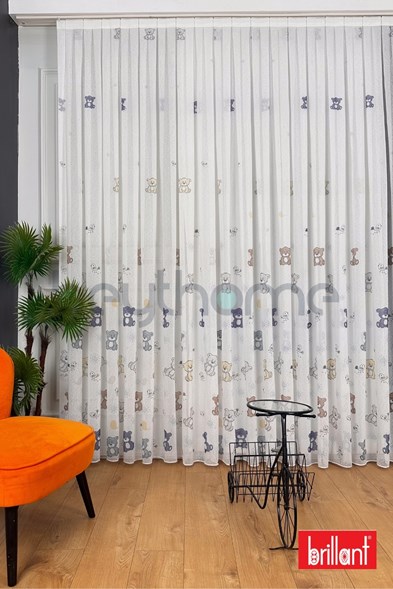 Brillant Çocuk Odası Bambu Ayıcık Tül Perde