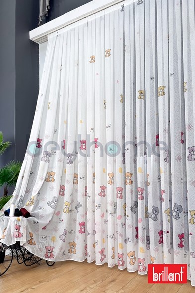Brillant Çocuk Odası Bambu Ayıcık Tül Perde