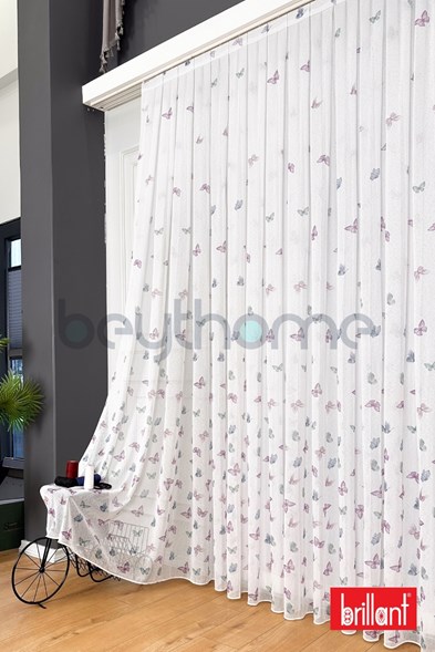 Brillant Çocuk Odası Bambu Kelebek Tül Perde