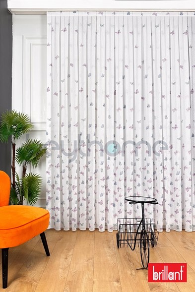 Brillant Çocuk Odası Bambu Kelebek Tül Perde