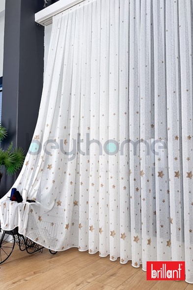 Brillant Çocuk Odası Bambu Yıldız Tül Perde