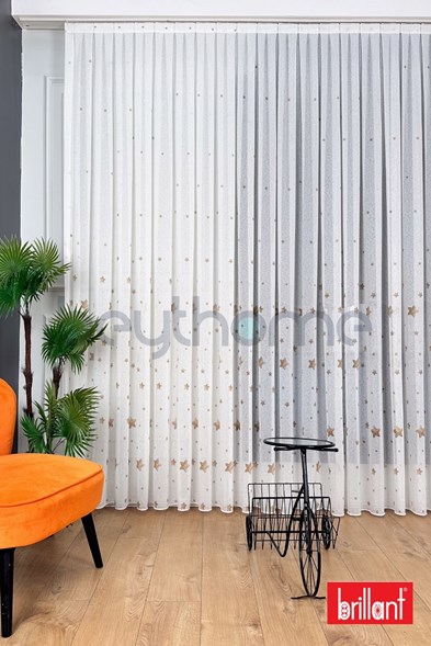 Brillant Çocuk Odası Bambu Yıldız Tül Perde