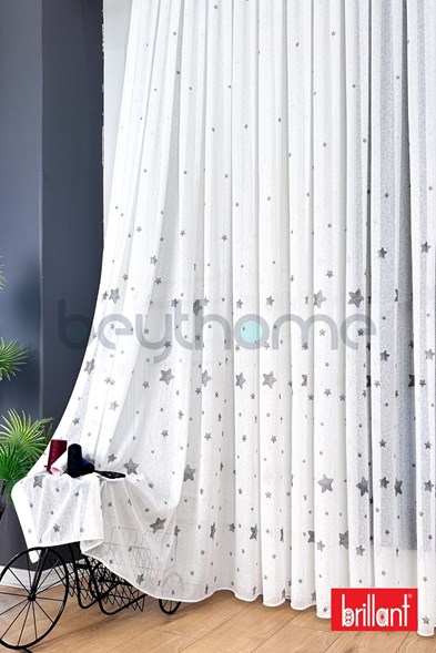 Brillant Çocuk Odası Bambu Yıldız Tül Perde