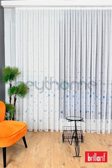 Brillant Çocuk Odası Bambu Yıldız Tül Perde