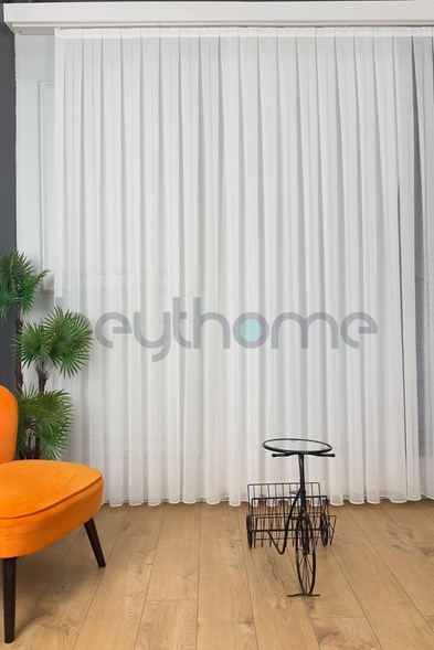 Simli Foldet Keten Tül Perde